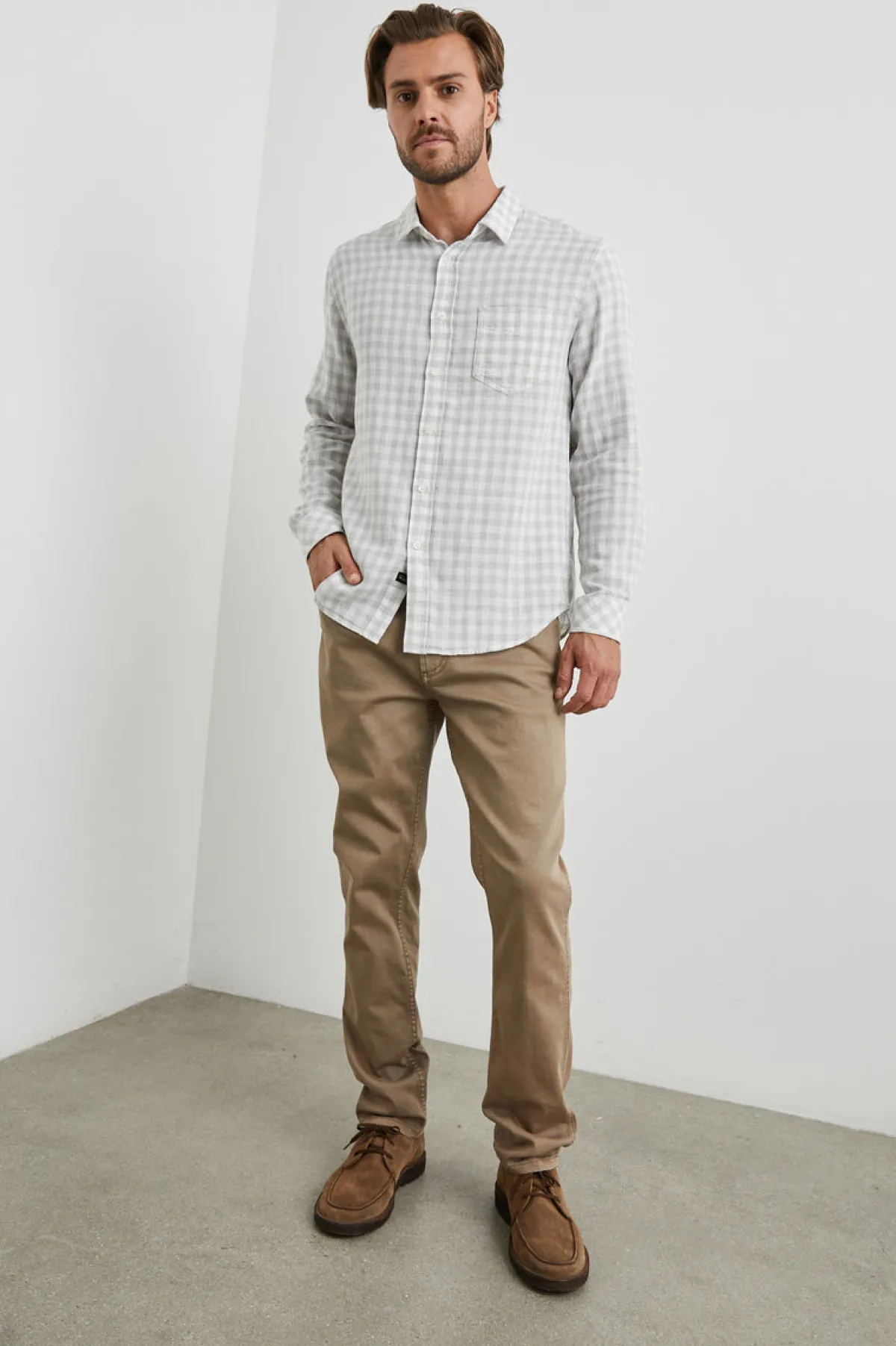 WYATT SHIRT - GREY GINGHAM MELANGE|Rails Fashion