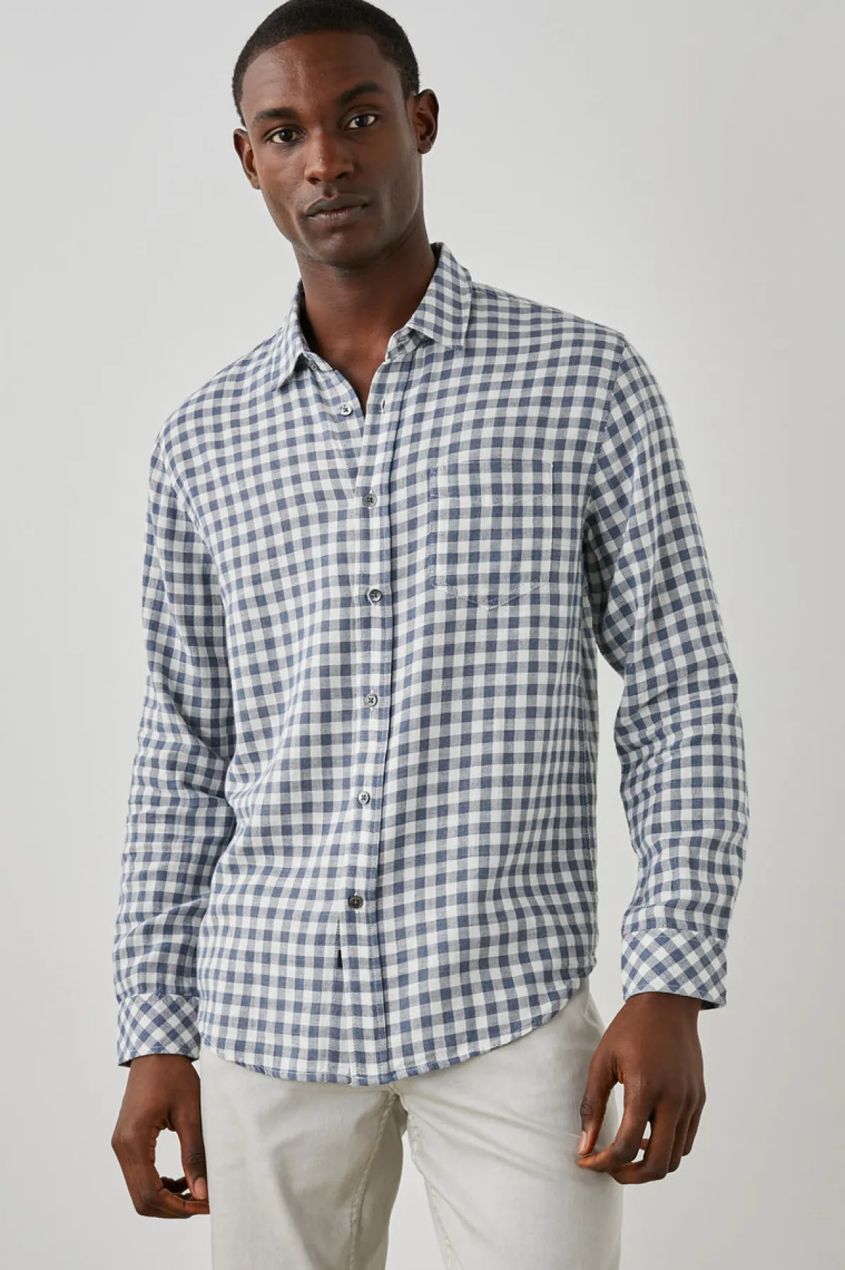 WYATT SHIRT - NAVY GINGHAM MELANGE|Rails Flash Sale