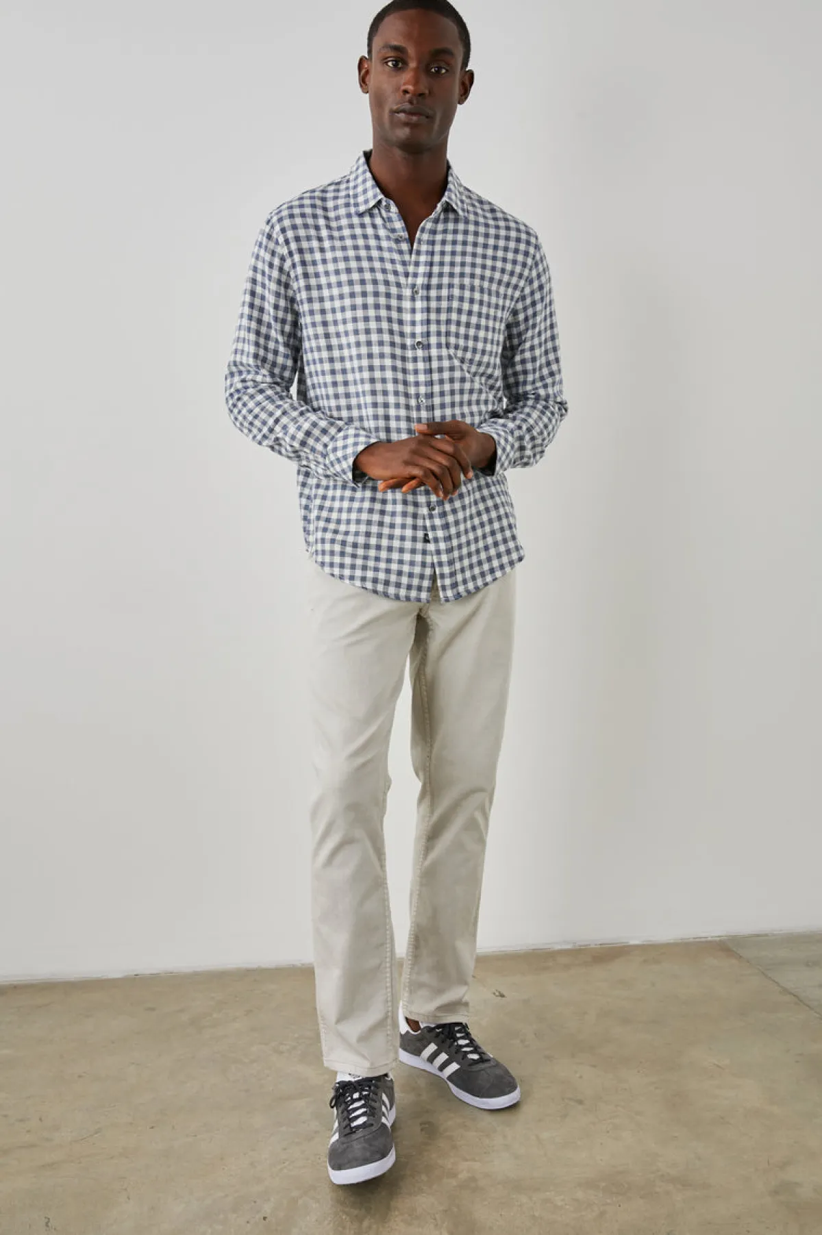 WYATT SHIRT - NAVY GINGHAM MELANGE|Rails Flash Sale