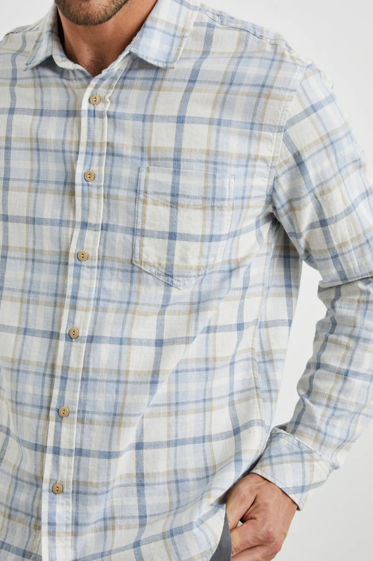 WYATT SHIRT - OAT DENIM HEATHER|Rails Shop
